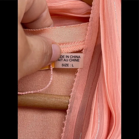 Alice + Olivia Slip  Peach Silk Dress large - Picture 6 of 13
